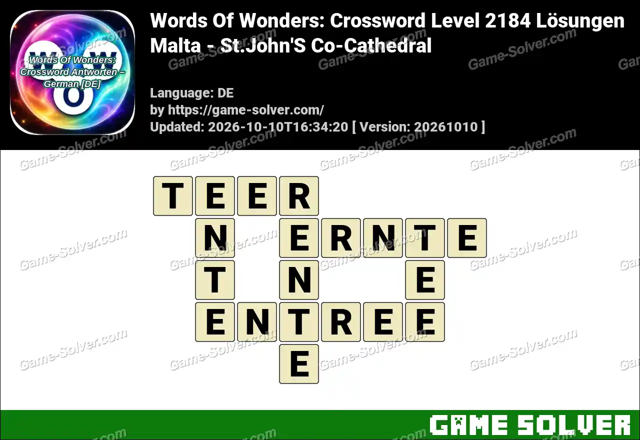 Words Of Wonders: Crossword Level 2184 Lösungen – Malta – St.John’S Co-Cathedral